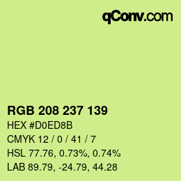 Color code: RGB 208 237 139 | qconv.com