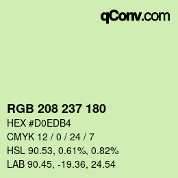 カラーコード: RGB 208 237 180 | qconv.com