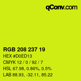Color code: RGB 208 237 19 | qconv.com