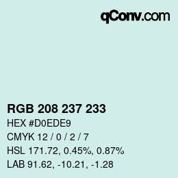 Color code: RGB 208 237 233 | qconv.com