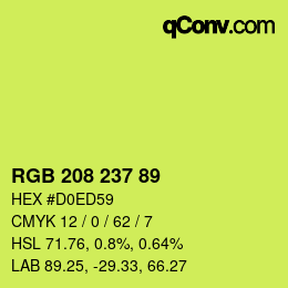 カラーコード: RGB 208 237 89 | qconv.com