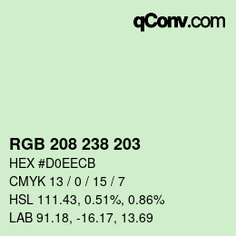 Code couleur: RGB 208 238 203 | qconv.com