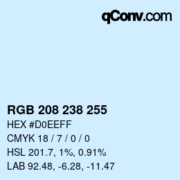 カラーコード: RGB 208 238 255 | qconv.com