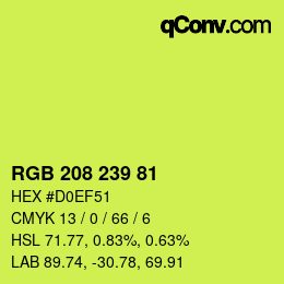 Color code: RGB 208 239 81 | qconv.com