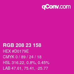 Color code: RGB 208 23 158 | qconv.com