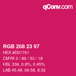 Color code: RGB 208 23 97 | qconv.com