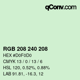 Color code: RGB 208 240 208 | qconv.com