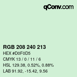 Color code: RGB 208 240 213 | qconv.com