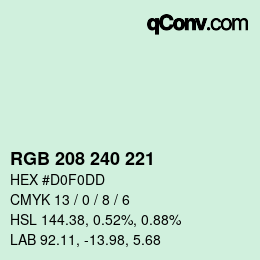 Color code: RGB 208 240 221 | qconv.com