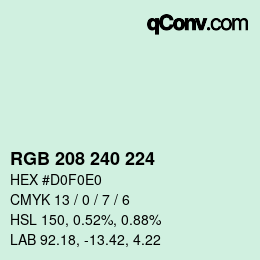 Color code: RGB 208 240 224 | qconv.com