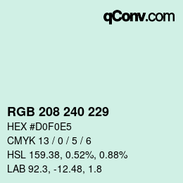 Color code: RGB 208 240 229 | qconv.com