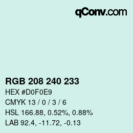 カラーコード: RGB 208 240 233 | qconv.com