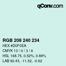 Color code: RGB 208 240 234 | qconv.com