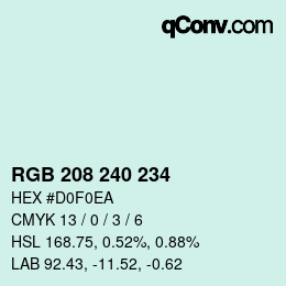 Color code: RGB 208 240 234 | qconv.com