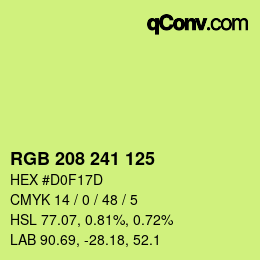 Color code: RGB 208 241 125 | qconv.com