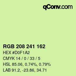 Color code: RGB 208 241 162 | qconv.com
