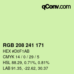 Color code: RGB 208 241 171 | qconv.com