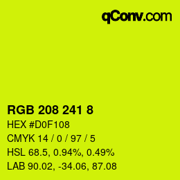 カラーコード: RGB 208 241 8 | qconv.com