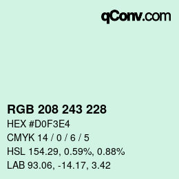 Color code: RGB 208 243 228 | qconv.com