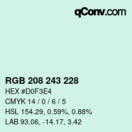 Código de color: RGB 208 243 228 | qconv.com