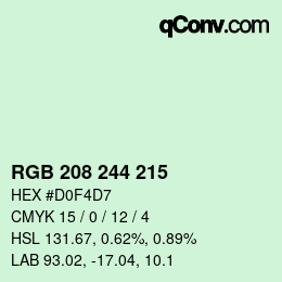 Color code: RGB 208 244 215 | qconv.com