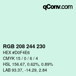カラーコード: RGB 208 244 230 | qconv.com