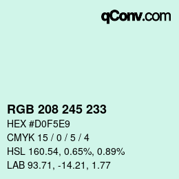 Color code: RGB 208 245 233 | qconv.com