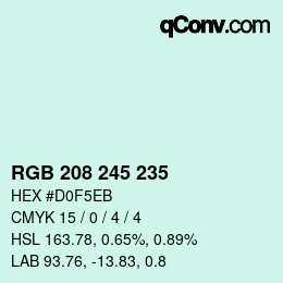 Color code: RGB 208 245 235 | qconv.com