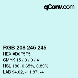 Color code: RGB 208 245 245 | qconv.com