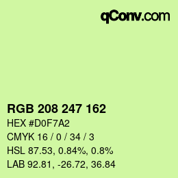 Color code: RGB 208 247 162 | qconv.com