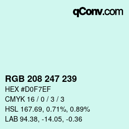 Color code: RGB 208 247 239 | qconv.com