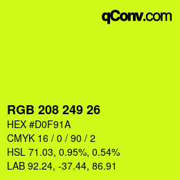 カラーコード: RGB 208 249 26 | qconv.com