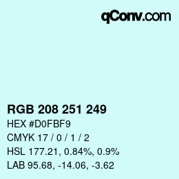 Código de color: RGB 208 251 249 | qconv.com
