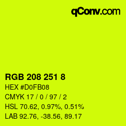 Color code: RGB 208 251 8 | qconv.com