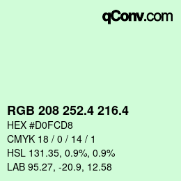 カラーコード: RGB 208 252.4 216.4 | qconv.com