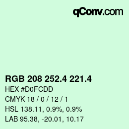 カラーコード: RGB 208 252.4 221.4 | qconv.com