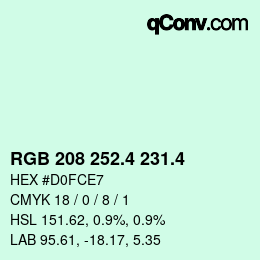 カラーコード: RGB 208 252.4 231.4 | qconv.com