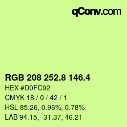 カラーコード: RGB 208 252.8 146.4 | qconv.com