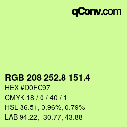 カラーコード: RGB 208 252.8 151.4 | qconv.com