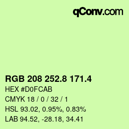 カラーコード: RGB 208 252.8 171.4 | qconv.com