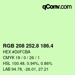 カラーコード: RGB 208 252.8 186.4 | qconv.com