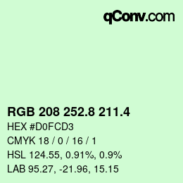 カラーコード: RGB 208 252.8 211.4 | qconv.com