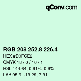 カラーコード: RGB 208 252.8 226.4 | qconv.com