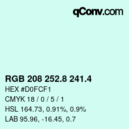 カラーコード: RGB 208 252.8 241.4 | qconv.com