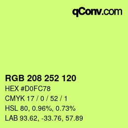カラーコード: RGB 208 252 120 | qconv.com