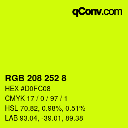 カラーコード: RGB 208 252 8 | qconv.com
