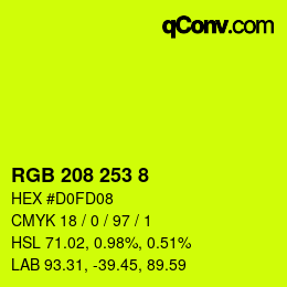 颜色代码: RGB 208 253 8 | qconv.com