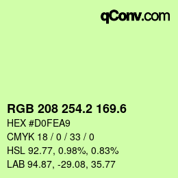 カラーコード: RGB 208 254.2 169.6 | qconv.com
