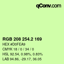 カラーコード: RGB 208 254.2 169 | qconv.com