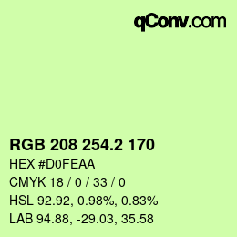 カラーコード: RGB 208 254.2 170 | qconv.com